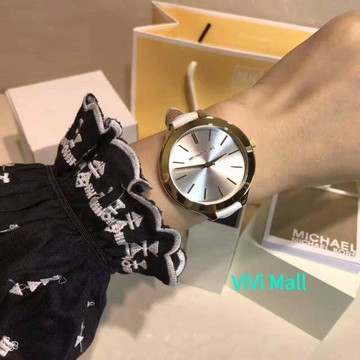 『Marc Jacobs旗艦店』Michael Kors｜正品實拍｜免運費｜美國代購｜MK2273｜金色錶盤真皮錶帶時尚女錶