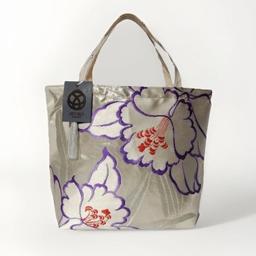 獨一無二真絲和服袋帶托特包, 日本手工刺繡升級改造包, 和風藝術