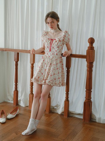 Cest Floral Two-way Ruffled Mini Dress