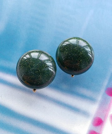 Vintage Jewelry 西洋古董飾品 TRIFARI 墨綠 經典 夾式耳環