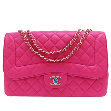 CHANEL 香奈兒 桃粉色 羊皮 肩背包 鍊帶