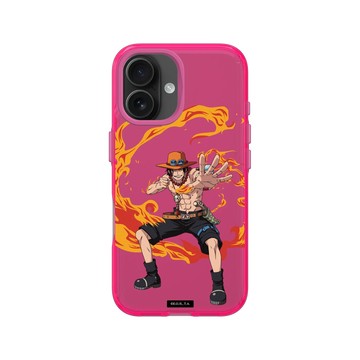 iPhone 16 Clear 粉漾桃 - 航海王 One Piece - 角色系列-艾斯的火焰果實