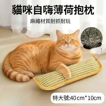 【奧藝AOYI】貓咪磨爪抱枕 含100%天然貓薄荷｜自嗨玩具 貓草玩具 貓玩具 麻繩耐咬 可啃咬｜小貓大貓適用 磨爪神器