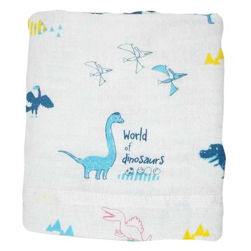 kontex 二層紗童趣塗鴉柔暖嬰兒毯 - 恐龍世界 100%純棉 日本製  150 x 77cm