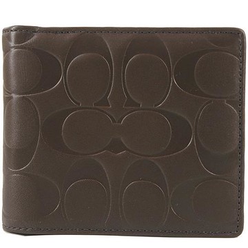 COACH C壓紋防刮中夾(附透明夾)_(咖啡)