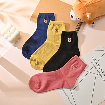 柴犬刺繡1/2休閒襪-多色任選