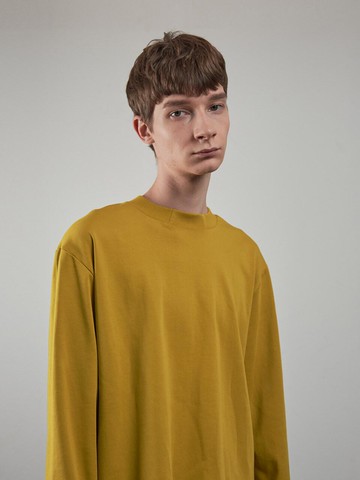 Point Neck T-Shirts_Mustard