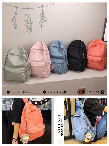 FB5168 韓版純色簡約尼龍輕便休閒背包(不含掛飾)