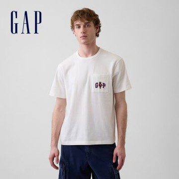 【GAP】寬鬆版布萊納小熊 Logo T恤-米白(895172)