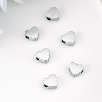 宏雲Hongyun- Jy-拋光平面心形通孔珠串珠散珠 不鏽鋼diy飾品配件愛心隔珠手工配飾