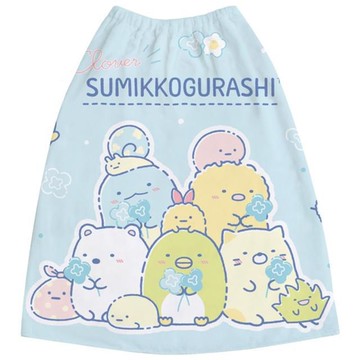小禮堂 角落生物 兒童棉質浴裙 70cm (藍幸運草款)