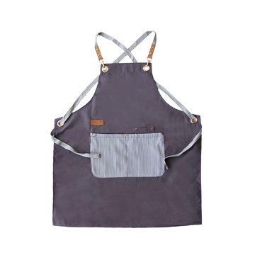 JUST HOME 匠作條紋帆布圍裙 78x70cm  灰色  1件