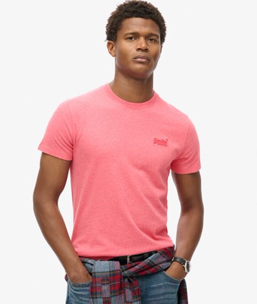 Superdry Men's Men's Organic Cotton Essential Logo T-shirt Pink / Punch Pink Marl - Size: M