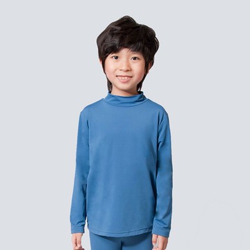 MIT溫灸刷毛立領發熱衣(翡翠藍 童70-150)