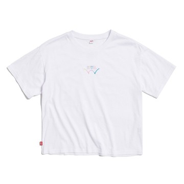 EDWIN 女款 彩色印花寬版短袖T恤 (白色) #上衣