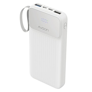 AWSON 歐森 1W 微儲能自帶線 10000mAh Type-C + Micro USB + USB-A + 蘋果8 PIN  AWP-5730  白色