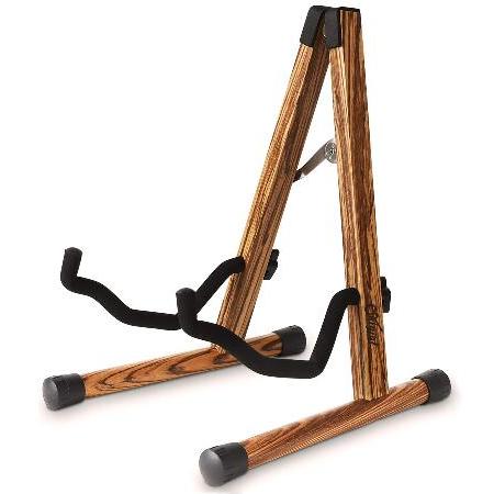 SNIGJAT Acoustic Guitar Stand, Wooden Guitar Stand with Tiger Grain, Floor Electric Guitar Stand with Foam, A-Frame Folding Guitar Stand for Bass, Cel