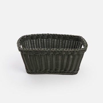 奧可利霧紋手工編織提把置物籃S 斜邊深綠