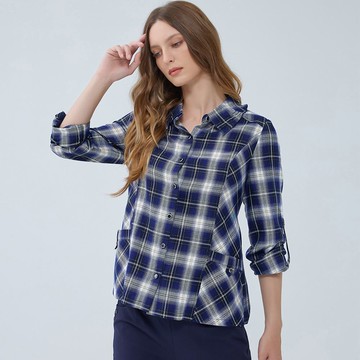 ILEY伊蕾 蘇格蘭格紋襯衫(深藍色；M-XL)1233011529