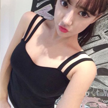 新款低胸小背心女上衣純色彈力打底衫雙肩帶性感百搭內搭大碼1入