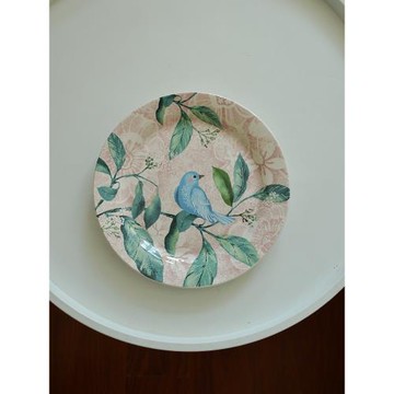 埃蘭迪爾潑墨設計風盤子花鳥裝飾盤儀式感早餐盤子西餐盤釉下彩