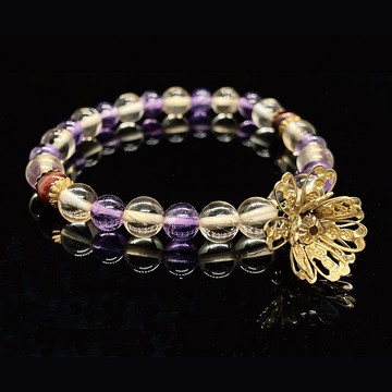 【日落藍夢島/ Sunset Lembongan】紫水晶黃水晶手鍊 | 天然石