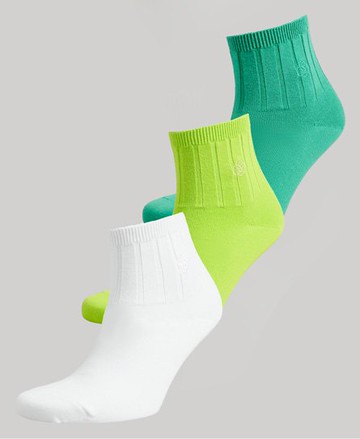 Superdry Women's Unisex Organic Cotton Ankle Sock Pack Multiple Colours / Optic/Apple/Lime - Size: XS/S