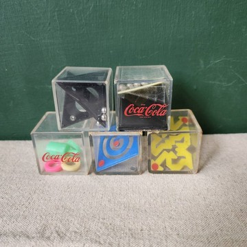 Coca-Cola可口可樂復古迷宮滾珠方塊玩具 一組5入 益智收藏