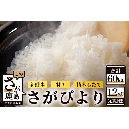 ふるさと納税 佐賀県鹿島市産さがびより 白米５kg定期便（１２か月お届け） L-28 佐賀県鹿島市