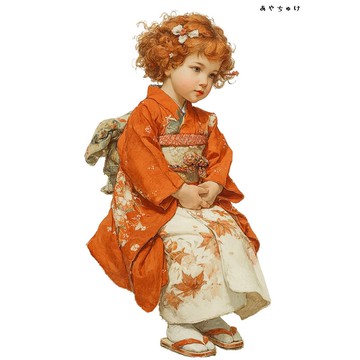 【12月新品4】07-114-0053 人物貼紙 和服復古