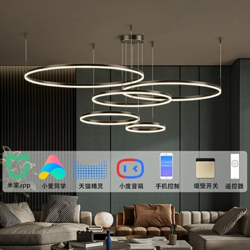 全銅環形客廳吊燈智能餐廳燈凌動小愛天貓精靈簡約北歐輕奢家用燈