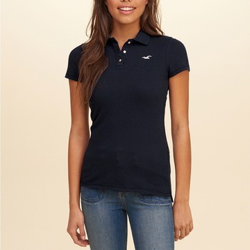 HCO Hollister 海鷗 經典刺繡海鷗Polo衫(女)-深藍色