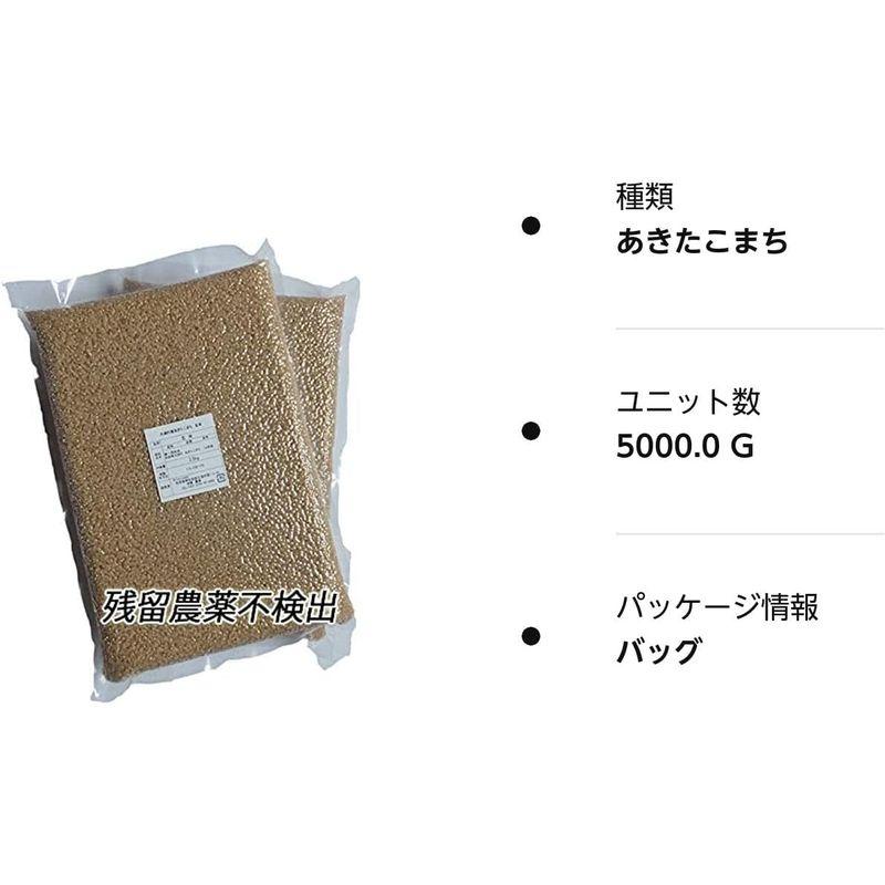 あきたこまち産直農場自然工房 令和４年産 残留農薬不検出秋田県産あきたこまち 玄米５ｋｇ（真空パック2.5ｋｇ×2)