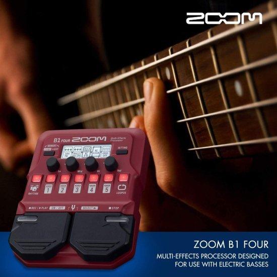 Zoom B1 Four Electric Bass Effects Processor Multi-effects Pedal SR3