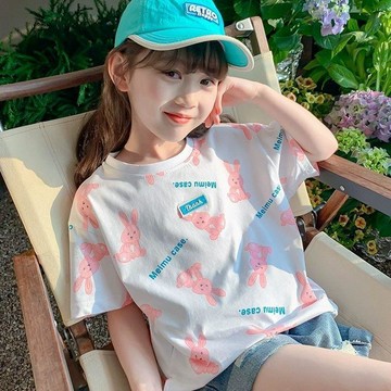 【台灣出貨】夏季時髦打底春秋女童夏裝短袖2026新款童裝T恤洋氣寶寶夏季兒童上衣