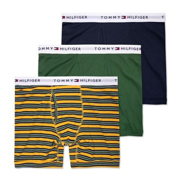 Tommy Hilfiger 舒適長版文字貼身四角內褲三件組-混色