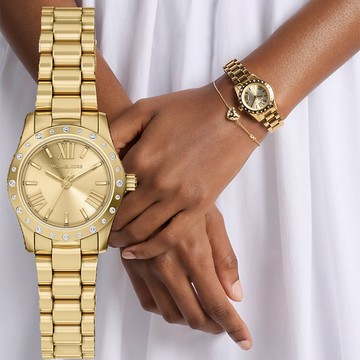 Michael Kors MK Petite Lexington 時尚晶鑽大三針女錶 手錶手鍊套組-26mm MK4992SET