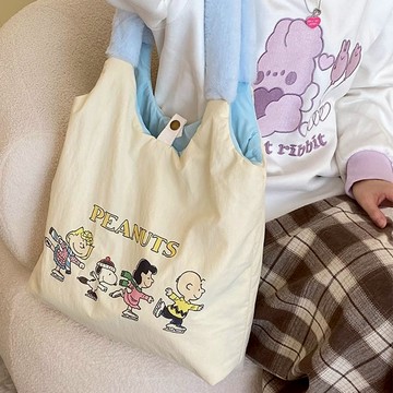 現貨 禮物🐾官方正版 史努比 Snoopy 可愛 大容量 單肩包 百搭 筆袋 雙面 背包 托特包