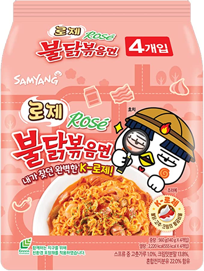 ロゼブルダック炒め麵560ｇ（140ｇ4食）韓国ラーメン プルダック 韓国食品 韓国お土産 辛い