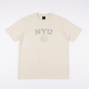 NCAA 短T 紐約大學 米色 落肩 棉T 短袖 男女 7325800831