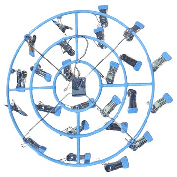 多功能不鏽鋼防滑防風衣架20夾  33.5 x 28 x 6cm  藍色