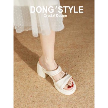 清倉~氣質拖鞋女2025年夏季新款配裙子厚底涼鞋高跟粗跟涼拖外穿