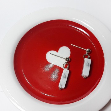 情人節 生日禮物 幸福925白松石純銀垂勾耳環 輕奢珠寶