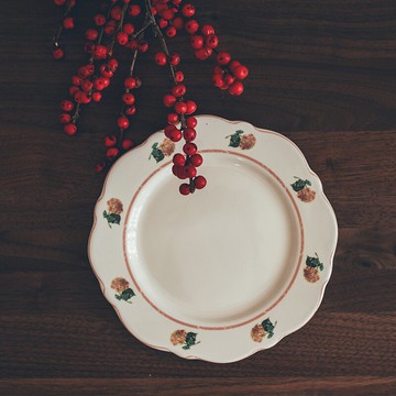 美式復古田園陶瓷做舊小清新玫瑰花盤美食擺拍早餐法式甜品點心盤