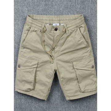 原棉部落 休閑短褲男夏季工裝風5分褲微彈潮牌復古百搭男士中褲