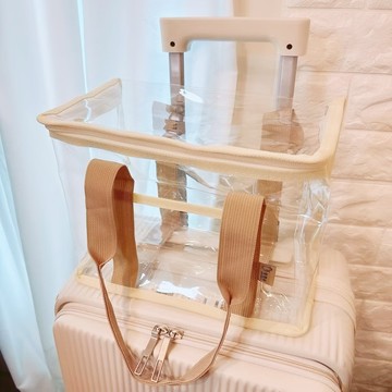 妞妞絲 - 透明撞色外出袋【SGS安心認證】-卡布奇諾 (M)