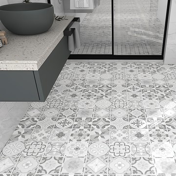 WA. WALL ART 防水自黏壁紙 仿花磚紋路 PVC材質  格拉斯灰  60 x 300cm