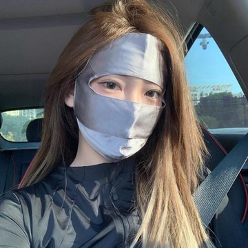 粥可可真絲防曬口罩面罩遮全臉夏季女防紫外線冰感輕薄透氣臉基尼