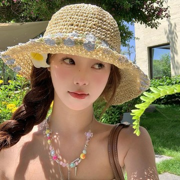 🔥熱賣🔥新款日系花朵草帽女夏季大檐防晒透气遮阳帽甜美小清新沙滩渔夫帽新品 便捷 熱賣 輕盈
