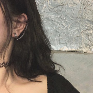 現貨-日韓氣質港風冷淡頹喪飾品耳扣耳夾鈦鋼不銹鋼鏈條耳骨夾耳釘耳環-C661